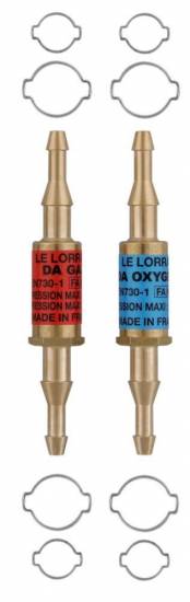 Flamme Paire de clapets anti-retour DB Filetage 16x150 D/G + D &Oslash;10/6.3 - EN 730-1 Le Lorrain
