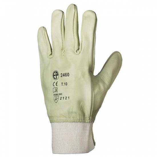 Gants fleur vachette vert clair, prot&egrave;ge art&egrave;re T10