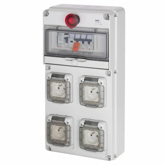 Mat&eacute;riel &eacute;lectrique Coffret de chantier &eacute;tanche 4x2P + T 16A + Bouton arr&ecirc;t d'urgence