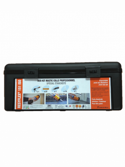Colle et Etanch&eacute;it&eacute; Box-kit complet mastics polyurethannes RESYFLEX 151 ISO 400 ml anthracite 7016 (caisse outils accesoires + 27 poches 400 ml) KeraKoll