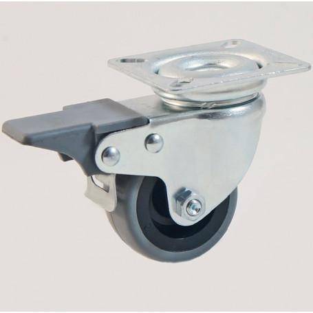 Manutention Roulette piv &agrave; platine + fr serie MG/11 &Oslash;80 lisse Non tachant Platine 60x60