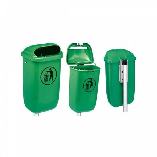Mobilier Poubelle verte 50L poly&eacute;thyl&egrave;ne antichoc Din 30713