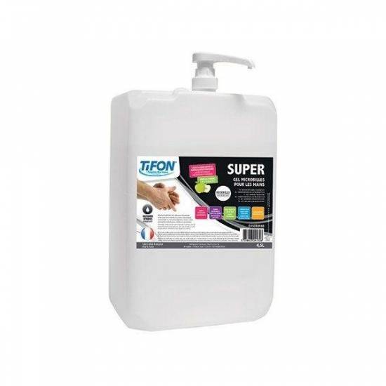 Produit d'hygi&egrave;ne Savon SUPER+ Microbilles minerales Salissures Extremes Parfum Pomme Bidon 4.5L