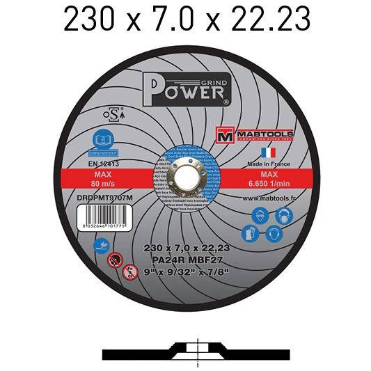 Abrasif Disque &agrave; &eacute;barber 230 x 7 x 22.23 PA24R Power Grind