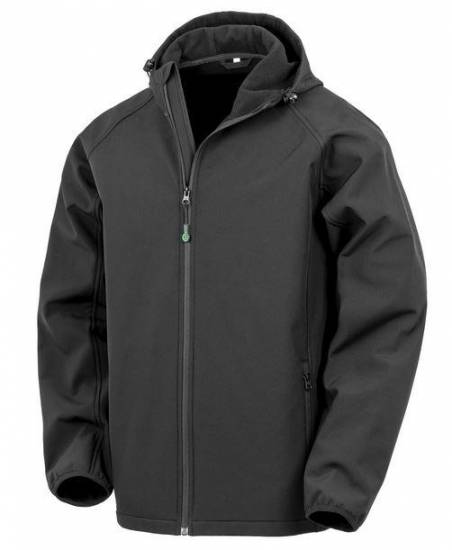 Vetement Softshell 3 couches 290gr 100% polyester recycl&eacute; 100% polyester micropolaire HOODED noir