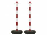 Signalisation Poteau polyethylene Ø40 Rouge/Blanc Base remplissable eau/sable = 4kg BGT