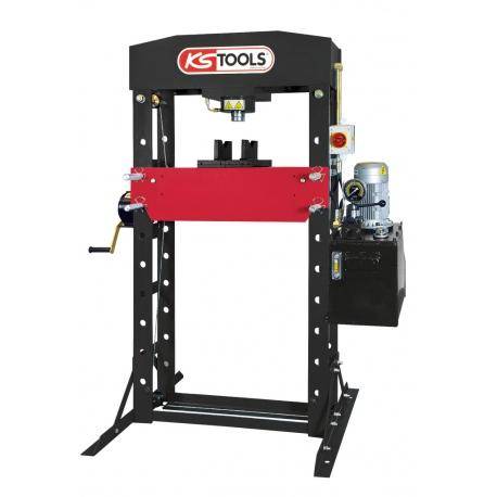 Machine Outil Presse hydraulique motoris&eacute;e 50T 360kg retour auto.du piston support en V KS TOOLS