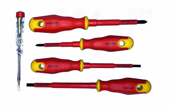 Outillage a main Jeu de 4 tournevis &eacute;lectricien + testeur Super-Ego