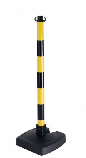 Signalisation Poteau "Bi-pose" PVC Jaune/Noir avec socle lestes avec syst&egrave;me abattant BGT