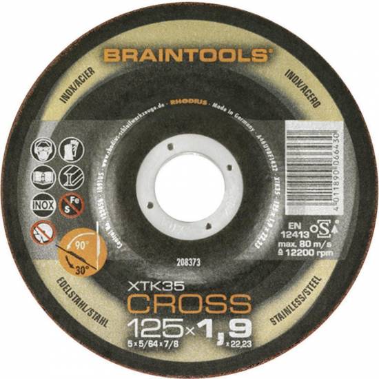 Tron&ccedil;onnage Disque a tron&ccedil;onner/ebarber XTK35 125x1.9x22.23 Braintools Rhodius