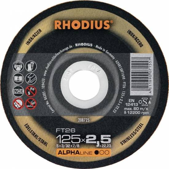 Tron&ccedil;onnage Disque &agrave; tron&ccedil;onner F41 XT38  125 X 1,0 x 22,23 Rhodius