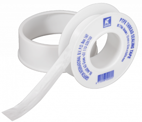 Colle et Etanch&eacute;it&eacute; Ruban teflon PTFE 12m X 12mm X 0.076mm (l'unit&eacute;) GRIFFON