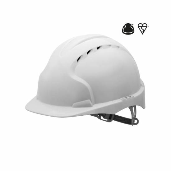 Divers Casque EVOLite&reg; Blanc ventil&eacute;, visi&egrave;re standard & harnais ajustement 3D, serrage cr&eacute;maill&egrave;re JSP