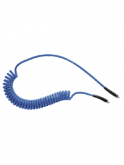 Fluiditique Tuyau spirale PU equip&eacute; de raccords males fixe et rotatif 5*8 Lg max 6 m Prevost