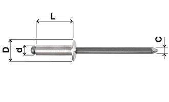 Visserie Fixation Rivet t&ecirc;te plate Almg/acier dia.4x10mm(boite de 500) Far