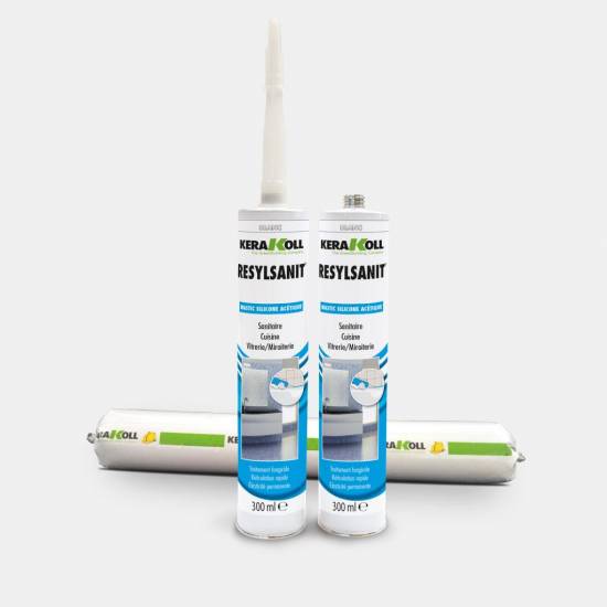 Colle et Etanch&eacute;it&eacute; Mastic silicone ac&eacute;tique (sanitaire) RESYLSANIT 300 ml blanc KeraKoll