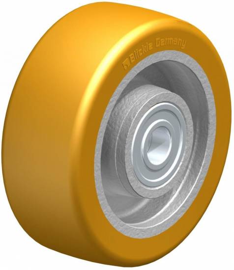 Manutention Roue forte charge bandage PU 140*54*60 AL.20 mm Rlts a billes C.800KG Blickle