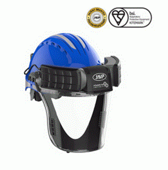 Voie respiratoire Powercap&reg; Infinity&reg; avec casque bleu prise internationale JSP