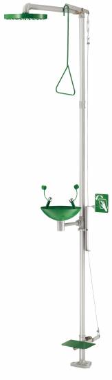 Produit d'hygi&egrave;ne DLP64 - Combin&eacute;s douches et laveurs d'yeux - D&eacute;congeler - Inox + peinture &eacute;poxy verte RAL6032 TRIONYX