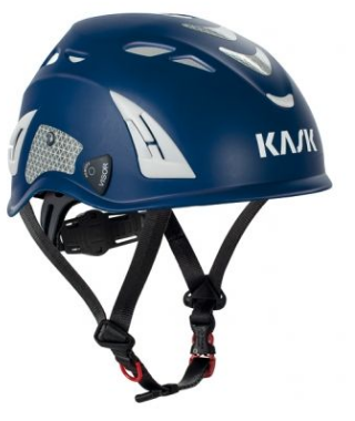 Anti-chute Casque monteur Plasma HI-Viz Bleu, r&eacute;glage facile par molette, jugulaire, 390 gr KASK